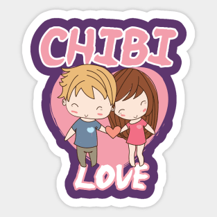 Chibi Love Anime Couple Humor Sticker